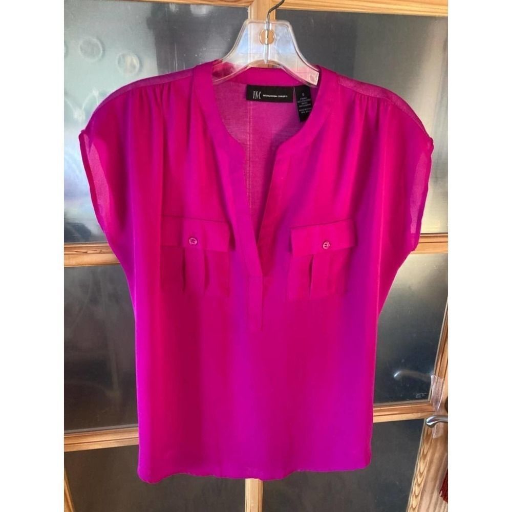 INC International Concepts Short Sleeve Blouse Sz S